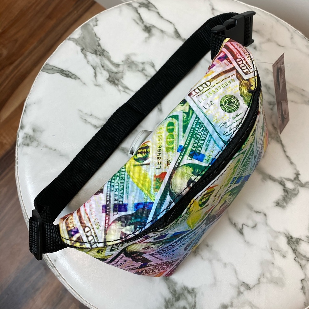 ‼️ Ben Franklin Money Print Rainbow Fanny Pack